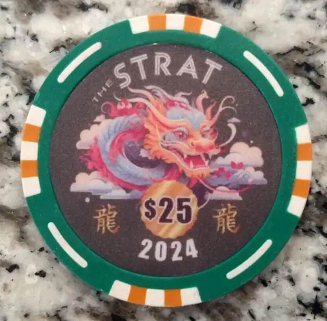 The STRAT Casino Hotel, Las Vegas. Chinese Year of Dragon $25 poker gaming chip.
