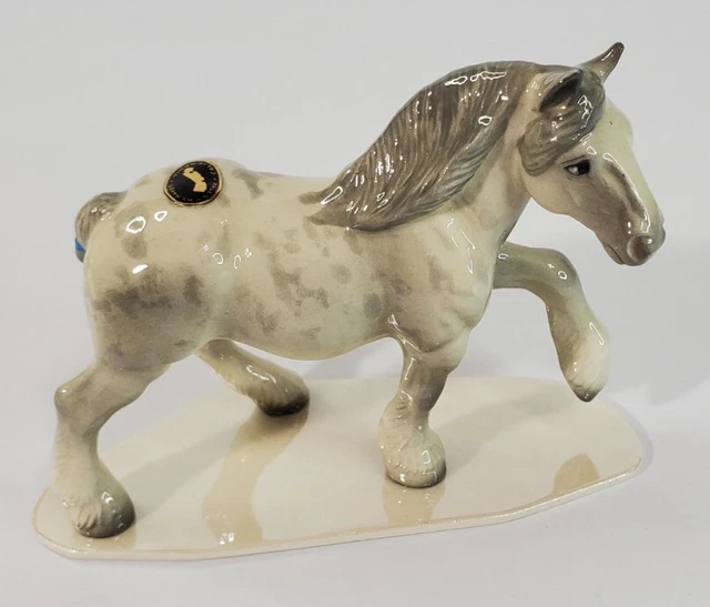 Hagen Renaker Clydesdale Draft Horse Figurine Grey Dapple on Base Retired MINT