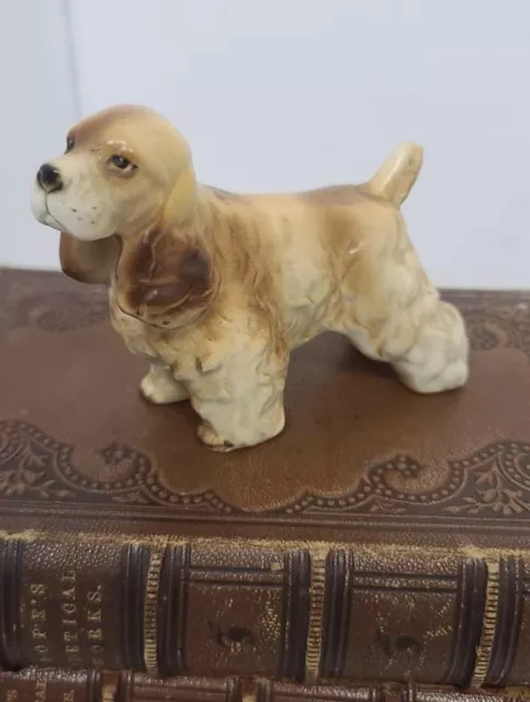 Vintage Hand Painted Porcelain Cocker Spaniel Figurine Made In Japan