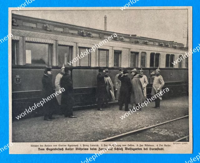 Zar Nikolaus Kaiser Wilhelm II Großherzog von Hessen Bahnhof Egelsbach 1910