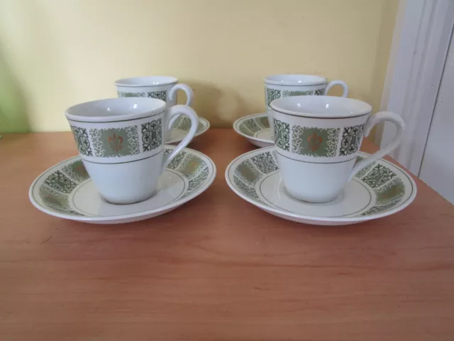 4 Pairs of Copeland Spode Dauphine Cups and Saucers