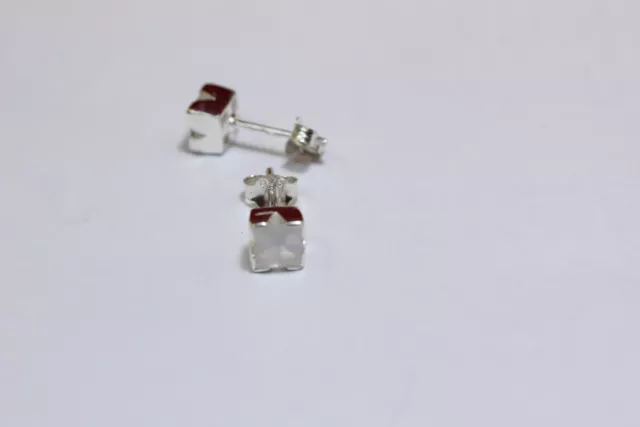 Noble 1,6 Carat Mondlichttopas Goujon 925 Argent Boucle D'Oreille Oreilles 3