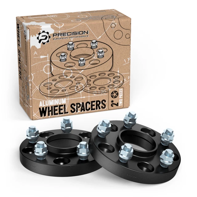 2pc 1.25" (32mm) Black HUBCENTRIC 5x120 Wheel Spacers 66.9mm bore | 14x1.5 Studs