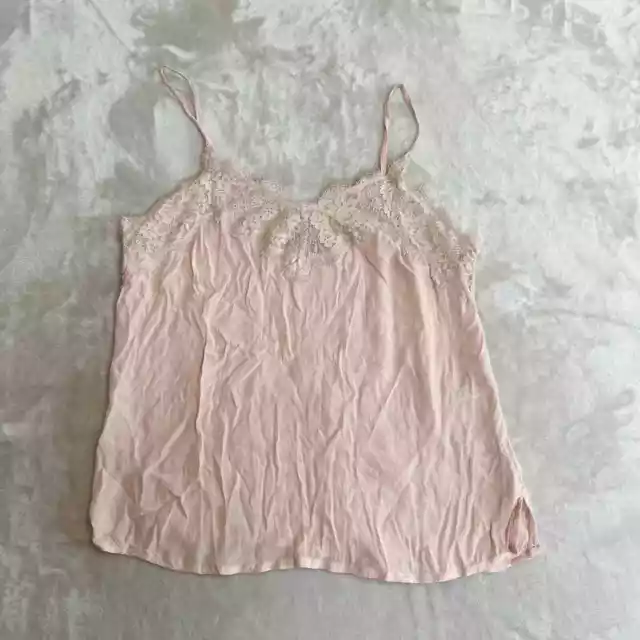 Abercrombie & Fitch Pink Lace Trim Cami Tank Top Womens Size XS Sheer Shirt