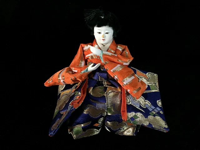 J0661 Japanese Vintage HINA Doll Statue Kimono Man Boy OKIMONO Interior