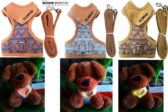 Ambaby Pet Acessory XS,S, M Dogs Vests Harnesses With Bandanas Matching Leashes