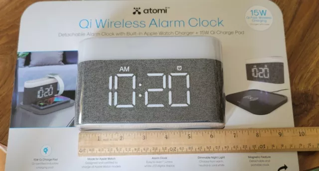 3 In 1, Atomi Qi Wireless Charging Alarm Clock AT1870