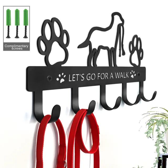 5 Hooks Wall Mount Key/Coat/Dog Leash/Towel Rack Hanger Holder Metal Black