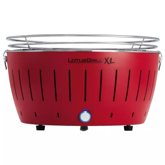 LotusGrill XL Feuerrot G435 der raucharme Holzkohlegrill/Tischgrill mit USB-Ansc