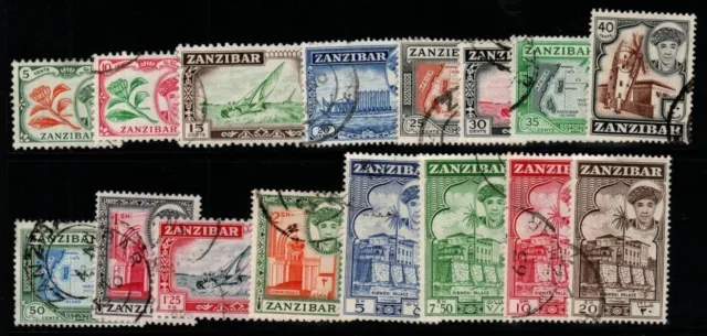 Zanzibar Sg373/88 1961 Definitive Set Fine Used