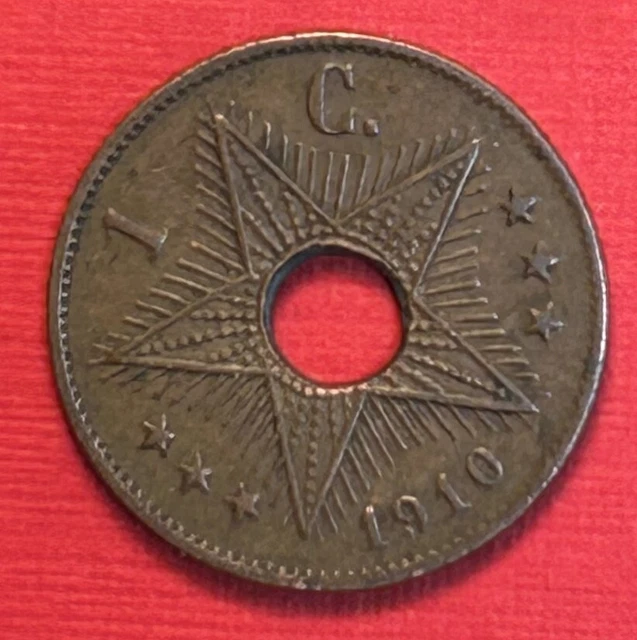1910 Belgian Congo 1 Centime coin