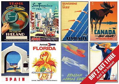Stampe vintage di viaggio-New York/Parigi/Italia/Spagna/Germania/Messico