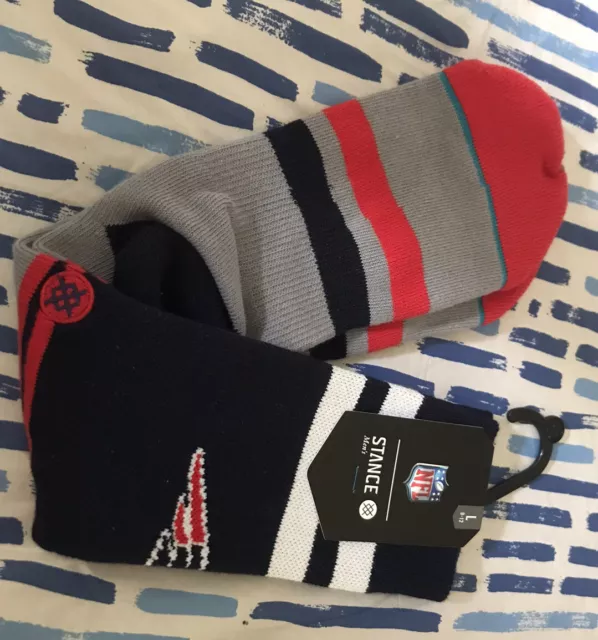 Stance NFL New England Patriots Logo Crew Socks Size L Large (9-12) Blue