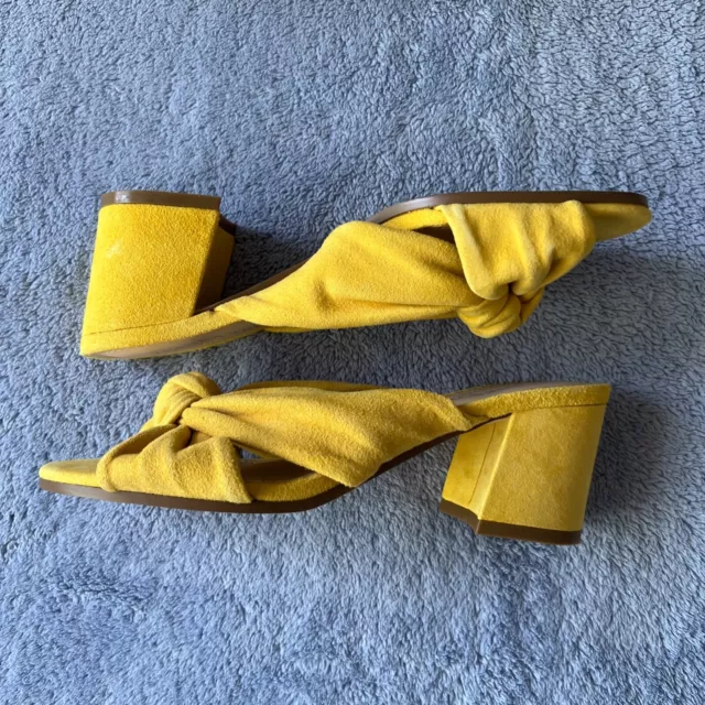 Women's Ivanka Trump Earin Yellow Suede Block Heel Slip On Sandals Size 6.5