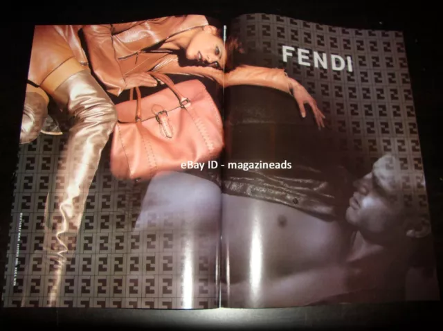 FENDI 2-Page PRINT AD Fall 2003 LINDA EVANGELISTA Damon Willis KARL LAGERGELD