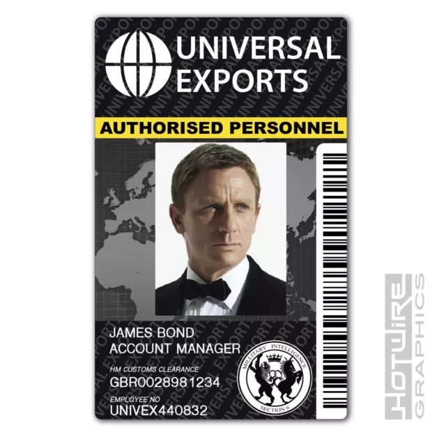 Plastic ID Card (TV & Film Prop) - JAMES BOND 007 Universal Exports Card Replica