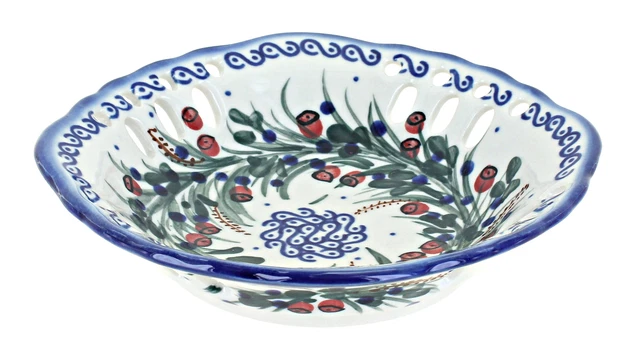 Blue Rose Polish Pottery Berry Small Fruit Dish