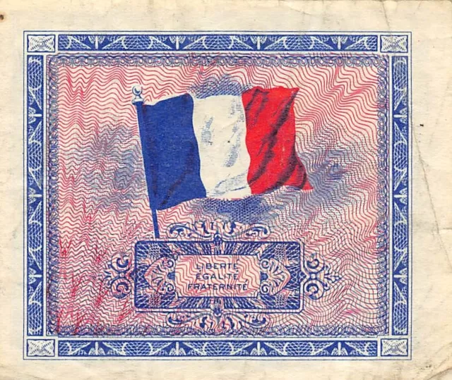 France  2  Francs  Series of 1944  WW II Issue 2nd Run  Circulated Banknote M2