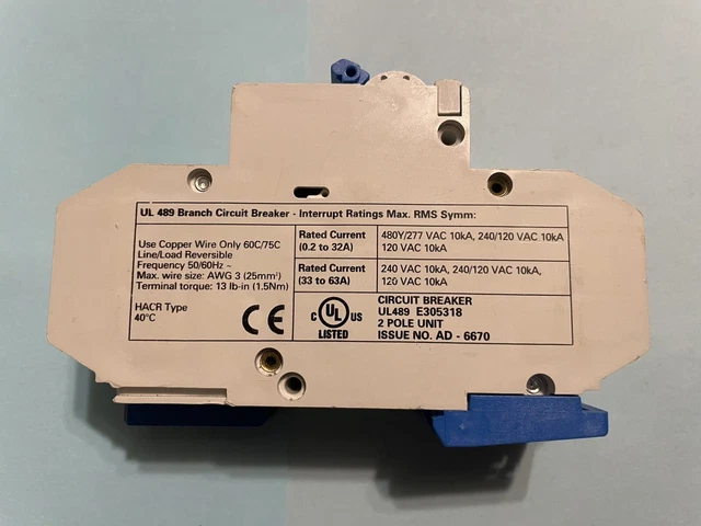 Disjoncteur Altech 3 Pôles 10kA 480/277 VAC DIN-Rail Série L UL489 - Occasion Opérationnel