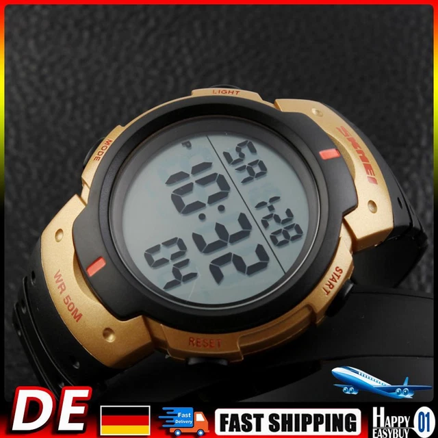 SKMEI 1369 Retro orologio da uomo impermeabile in oro con cintura in