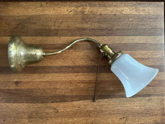 Antique Brass Wall Light Fixture Arrow Socket Uno shade fitter Frosted Glass