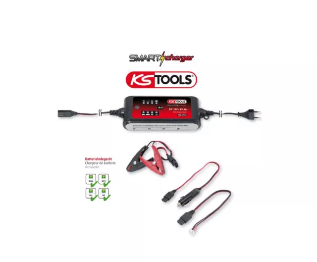 KS Tools Chargeur de Batterie 12V/2A, Avec Miroprozessor pour Voiture