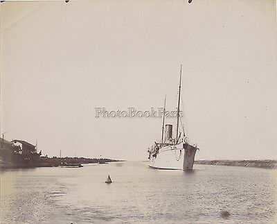 Egypte Canal de Suez Histoire Bateau La traversée Vintage Albumine ca 1895