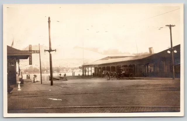 Wisconsin?~River Boat Landing~Chicago Ticket Office~Milwaukee Sign~1908 RPPC