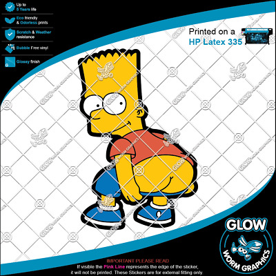 Glow-Worm The Simpsons Bart Butt Rude Funny BMW Fiat VW Van Car Window Sticker Vinyl Decal 
