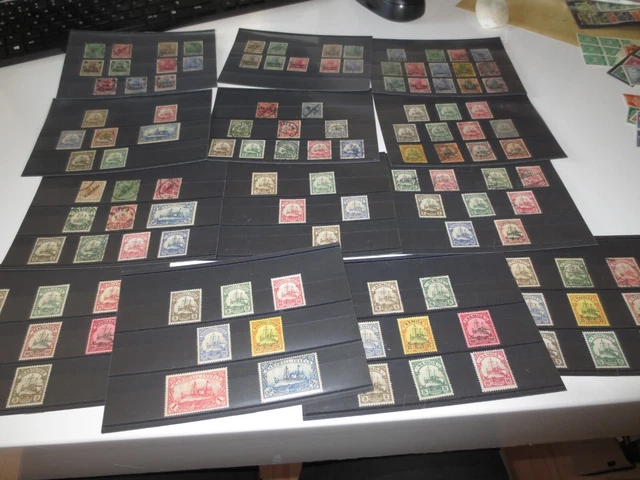 Sammlung der deutschen Kolonien und APA auf 13 Steckkarten mit Querformaten