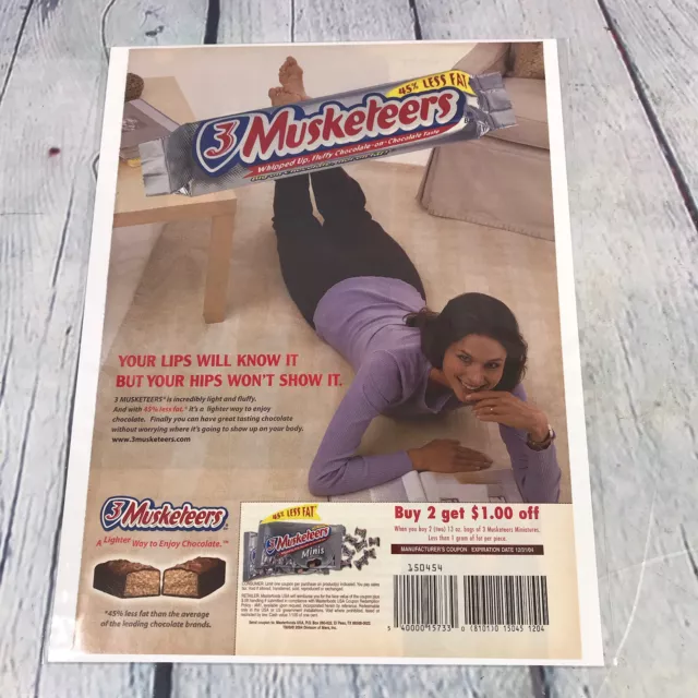 Vintage 2004 3 Musketeers Candy Bar Genuine Magazine Advertisement ...