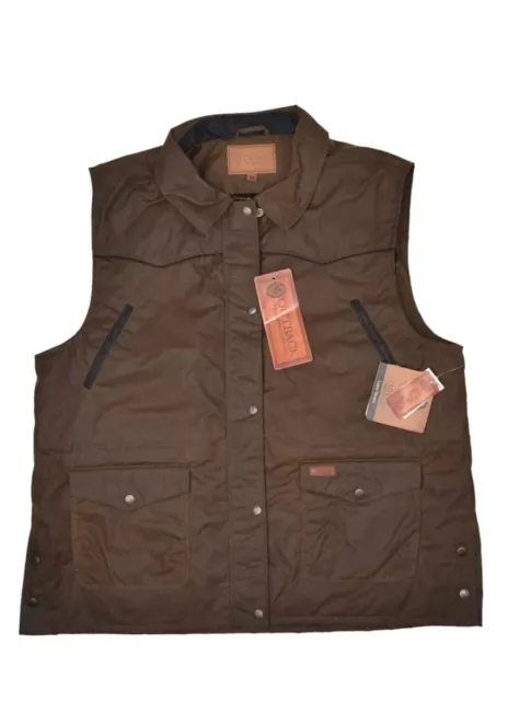 Outback Trading Company Oilskin Vest Womens 3XL Brown Fleece Lined Round Up