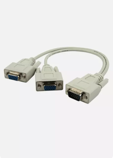 J14 VGA Y Kabel Adapter 1x2 Splitter 1 Stecker 2 Buchse Verteiler für PC TV 16cm