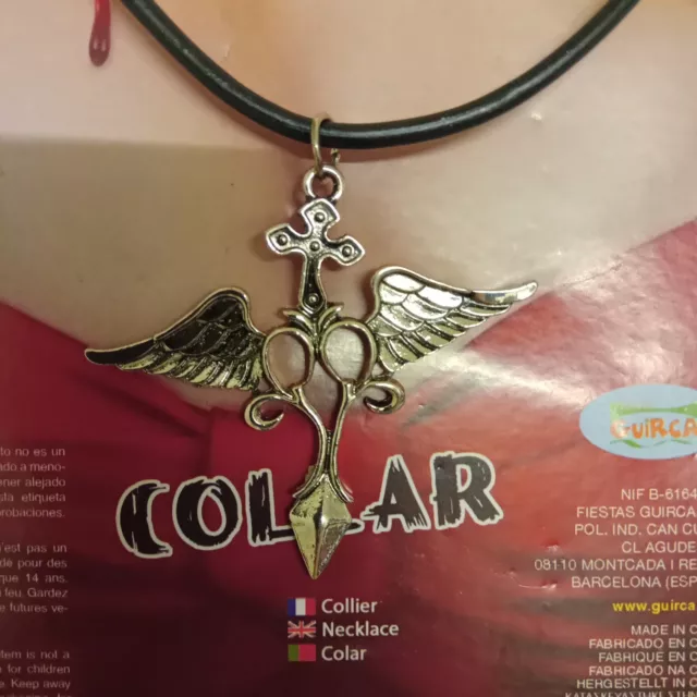 Abito Halloween Fantasioso Metallo Gotico Collana Croce & Ali Design fg