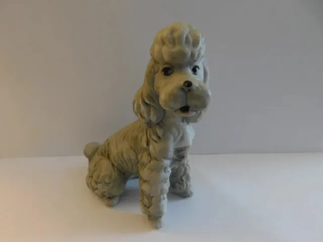 Wonderful Silver/Gray Bisque Porcelain Poodle Dog Figurine 1950's