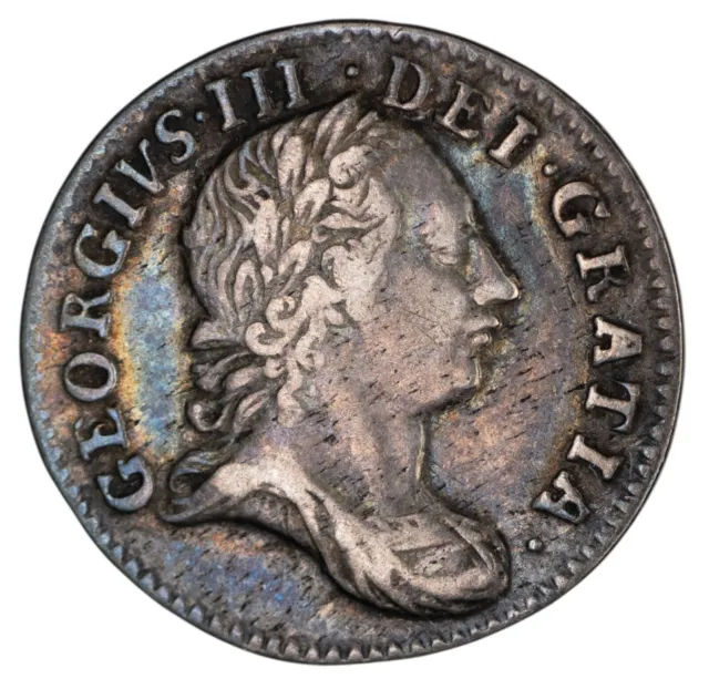 Great Britain. George III 1762 Silver 3 Pence 1.46 g 17.58 mm EF KM-591
