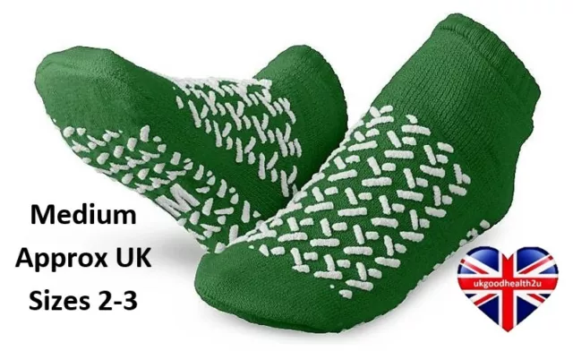 E&E Double Tread Slipper Socks, COTTON Non-Skid Hospital Socks Unisex 3  Sizes