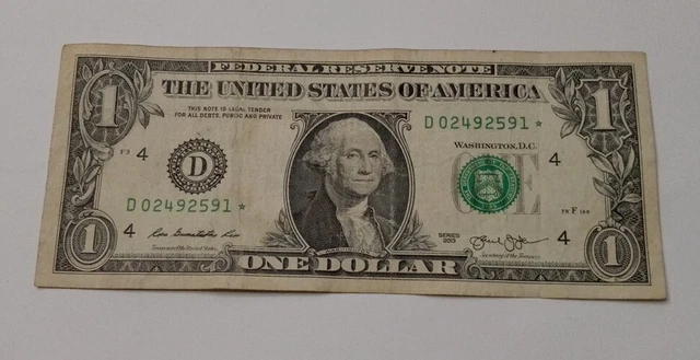 2013 One Dollar ($1) *STAR* Note 02492591* Unique Fancy Serial Number FR SH