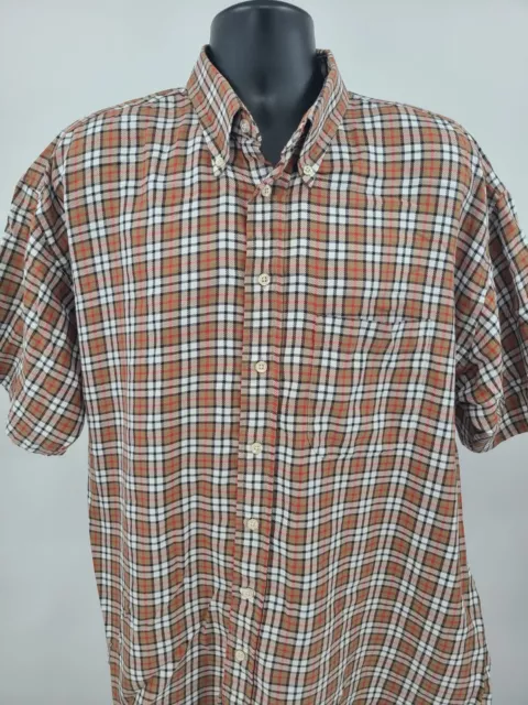 Burberry Shirt 2XL Brown Black Plaid Thin Lightweight Short Sleeve Pocket Men