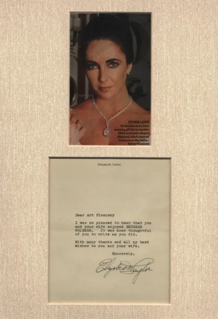 RARE! "National Velvet" Elizabeth Taylor Signed TLS Display COA