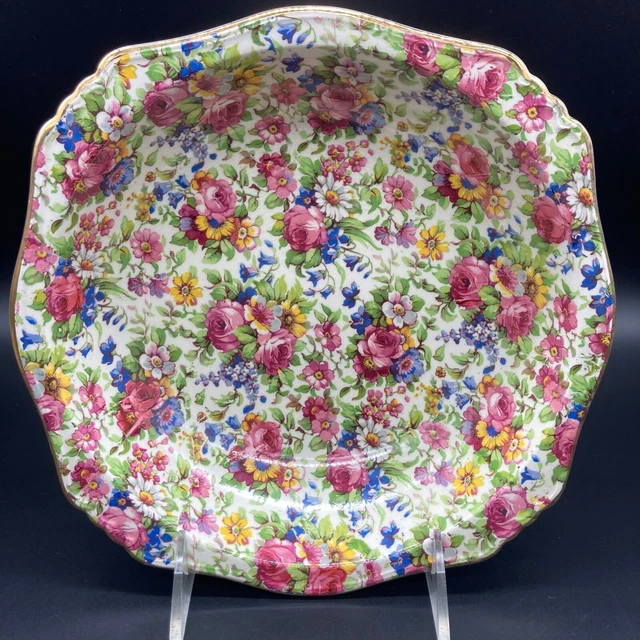 Vtg Royal Winton Summertime Chintz 8 1/4" Vegetable Bowl Ascot Rose Grimwades