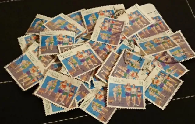 Bulk x 72 Australia $1 -Sports Series Fun Run Stamps used Off paper - 1990