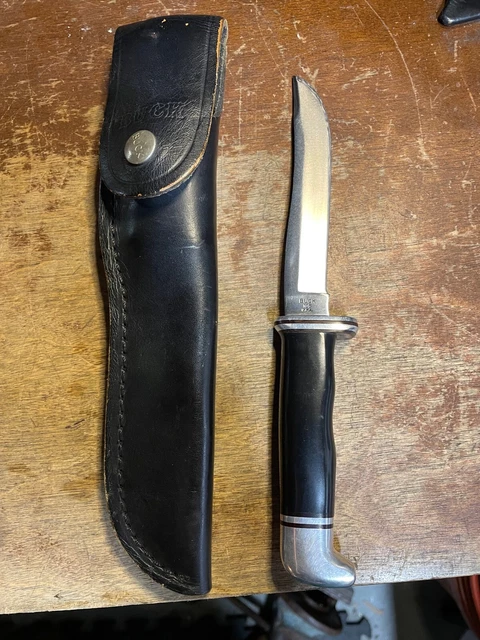 Vintage Fixed Blade Hunting Knife Leather Sheath Buck 105 Fishing 9" Long Hunt