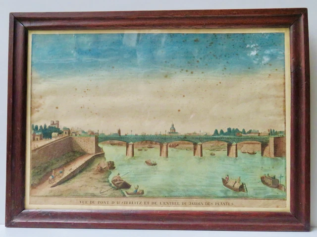 Optical View Xix° 1807/ 1815 Paris Pont D'austerlitz (The 1St Bridge, Cast Iron)