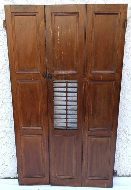 Antique Old Reclaimed Salvaged SOLID Wood  Interior Tall Window Pair Shutters