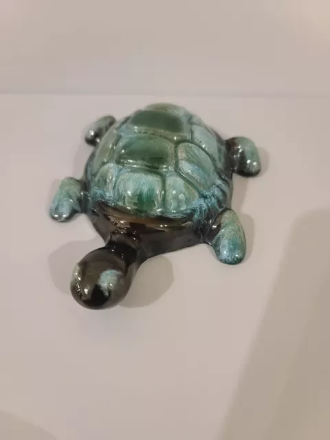 Blue Mountain Pottery Pottery  Ceramic Turtle Green/Blue Drip Glaze 3