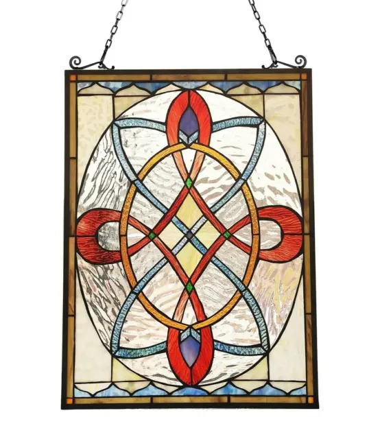 24" Tiffany Style Stained glass St katherines Row Hanging window Panel