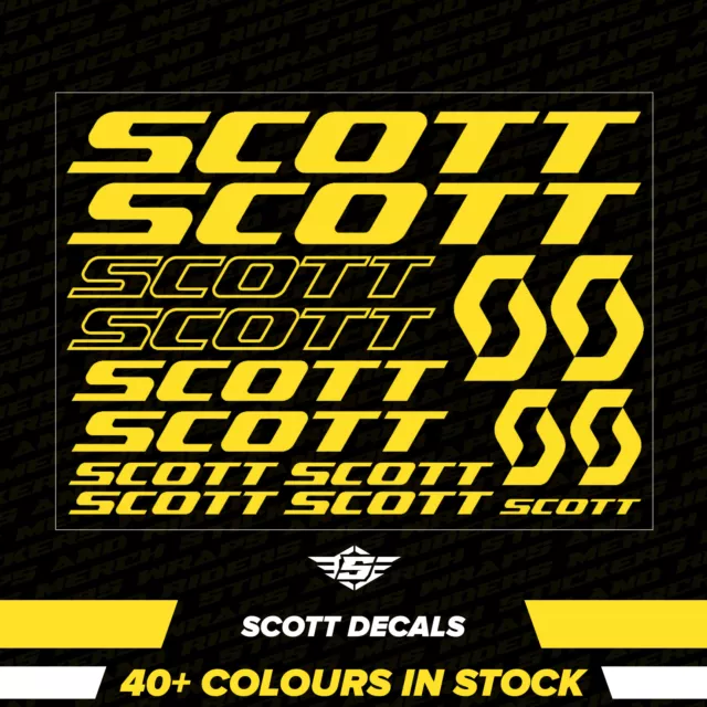 15PC SCOTT Vinyl Decals Stickers 40+ Colours - Cycling MTB BMX Road Bike Frame