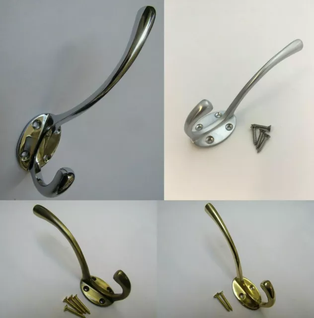 5 X SOLID BRASS victorian hat and coat hooks peg hanging hooks vintage retro