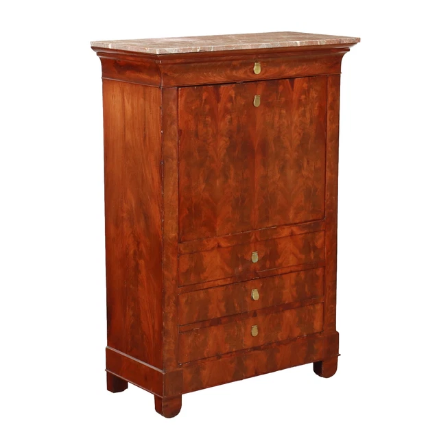 Secrétaire Antico Carlo X Francia Secondo Quarto '800 Legno di Mogano Rovere